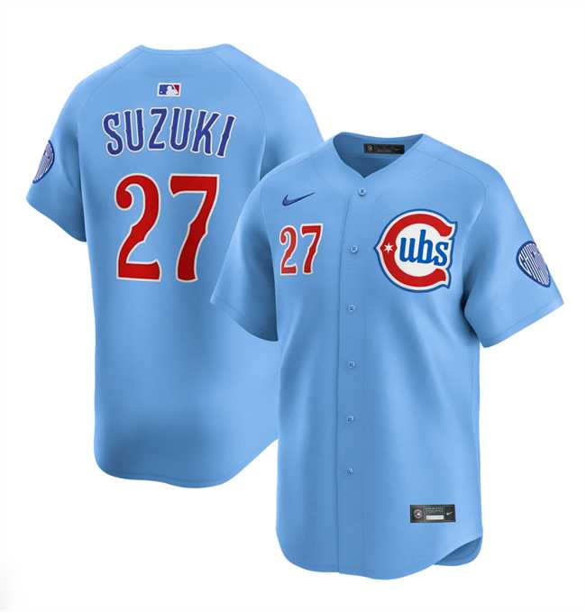 Men%27s Chicago Cubs #27 Seiya Suzuki Blue 2024-25 2nd Alternate Limited Stitched Jersey Dzhi->chicago cubs->MLB Jersey